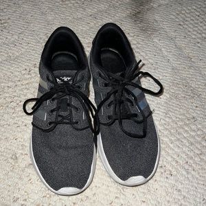 Black and grey adidas tennis shoes
